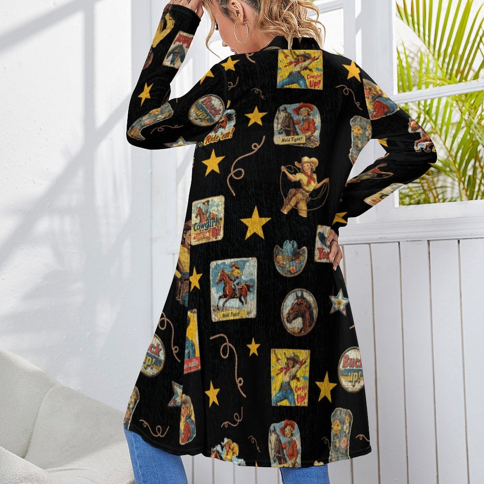 Baha Ranch Vintage Cowgirl Collage Western Lightweight Cardigan by Baha Ranch Western Wear - product image 2
