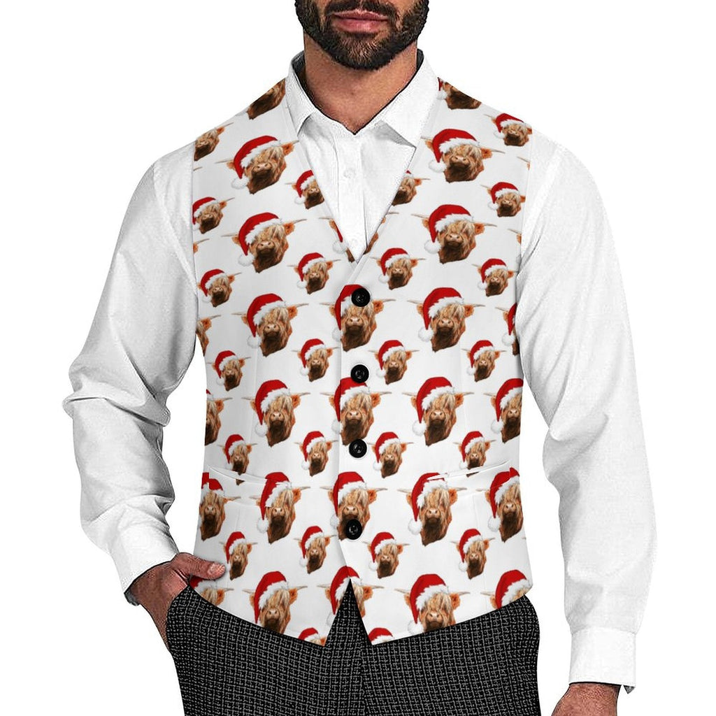 Baha Ranch Highland Christmas Cow Men's Western Vest by Baha Ranch Western Wear