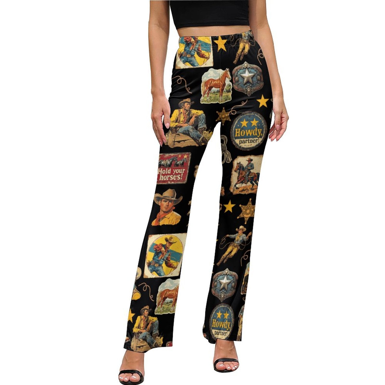 Baha Ranch Vintage Cowboy Collage Western Flare Pants by Baha Ranch Western Wear - product image 3