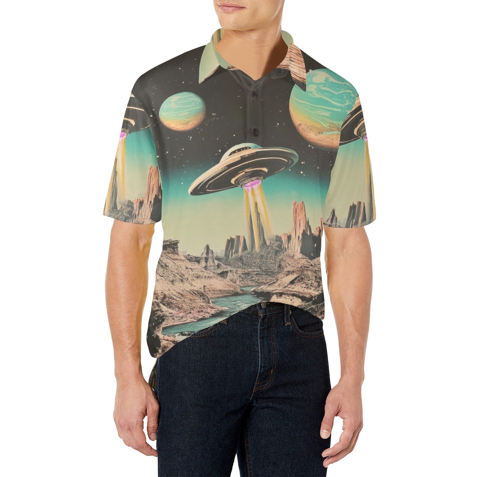 Baha Ranch Retro Pop Western Space Cowboy Polo Shirt by Baha Ranch Western Wear - product image 2