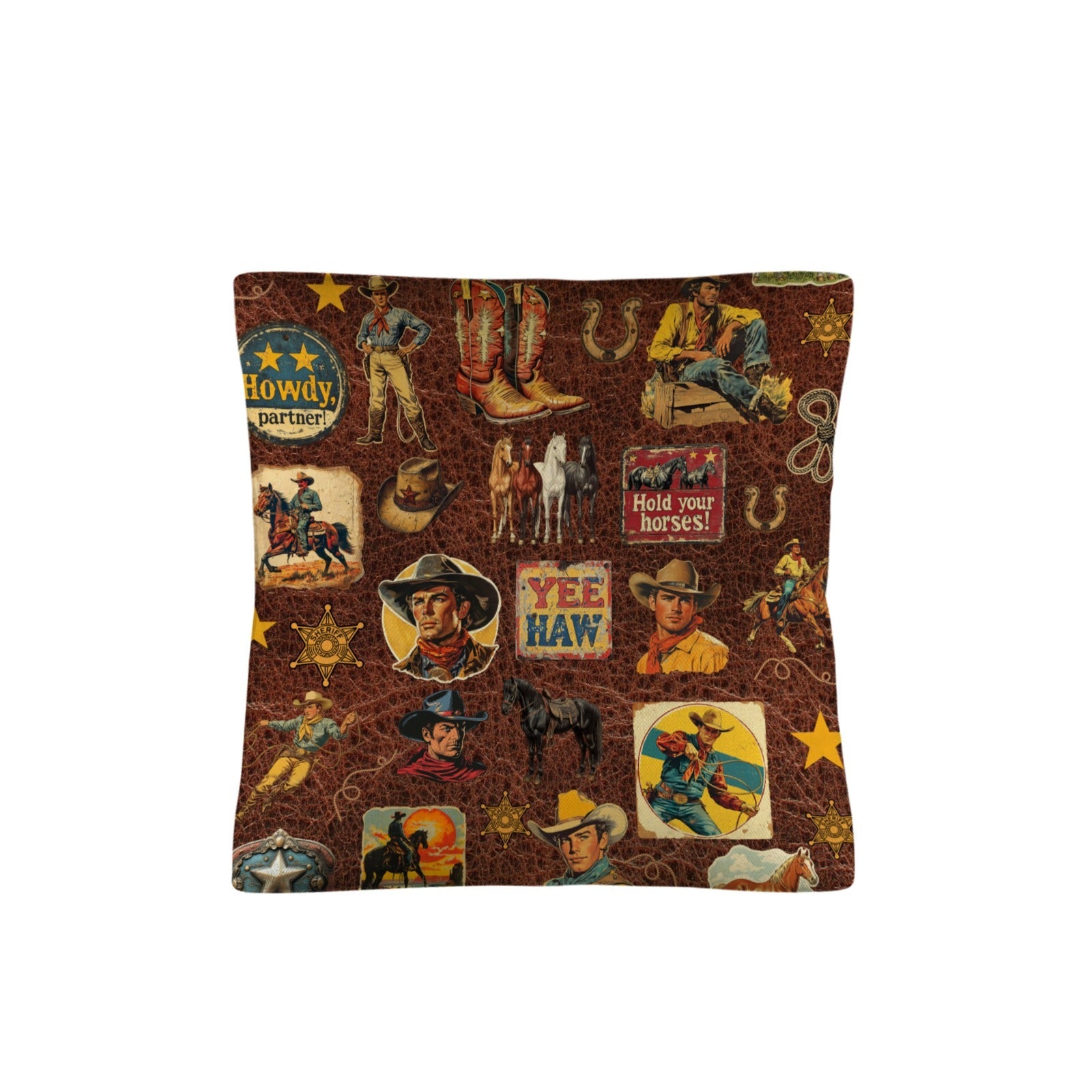 Baha Ranch Vintage Cowboy Collage Western Throw Pillow Case Made in America by Baha Ranch Western Wear - product image 2