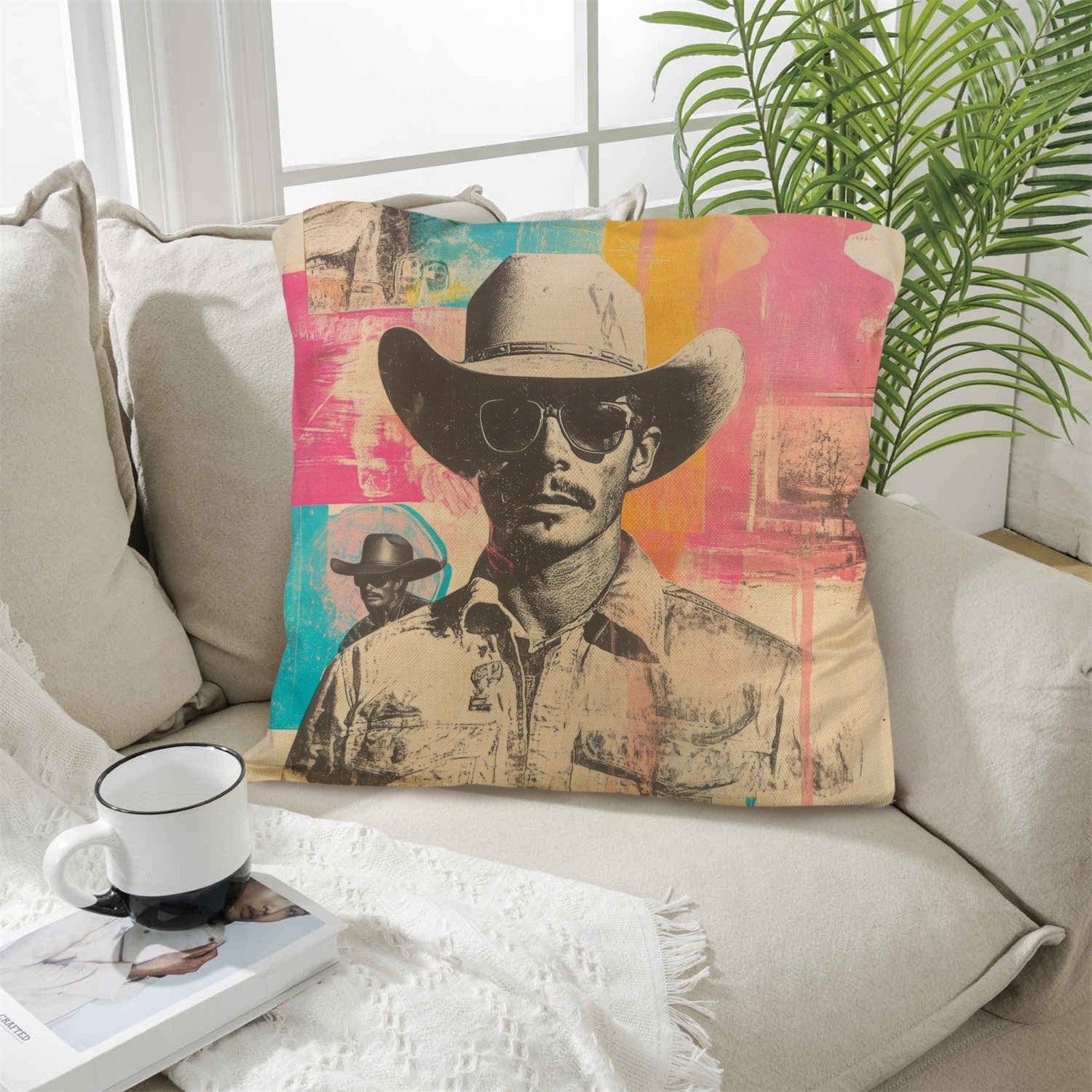 Baha Ranch Retro Pop Western Hey Cowboy Pillow Case Made in America by Baha Ranch Western Wear