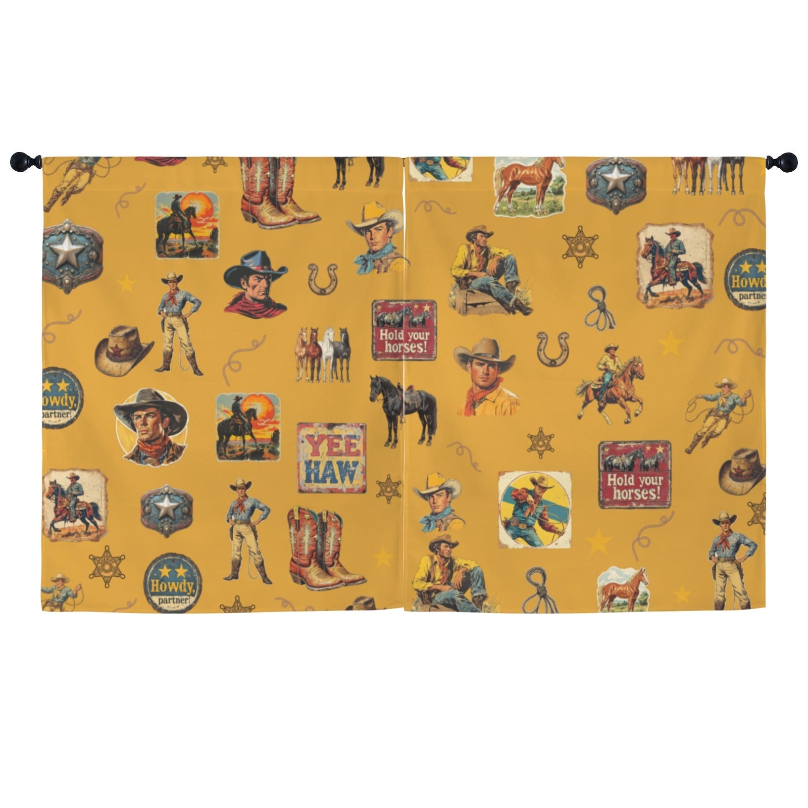 Baha Ranch Vintage Cowboy Collage Western Curtains 52" x 63" Made in America by Baha Ranch Western Wear - product image 2