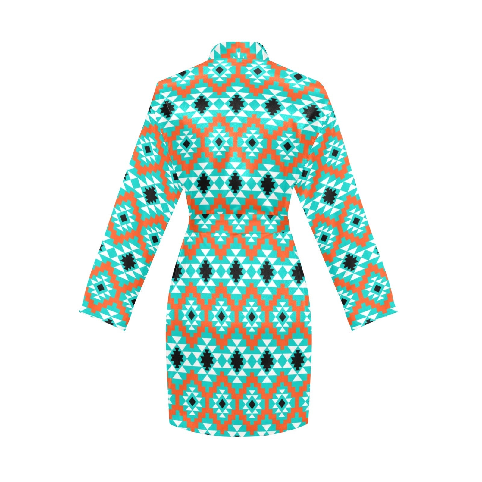 Baha Ranch Aztec Turquoise Orange Women's Belted Satin Feel Dressing Lounge Robe by Baha Ranch Western Wear - product image 4