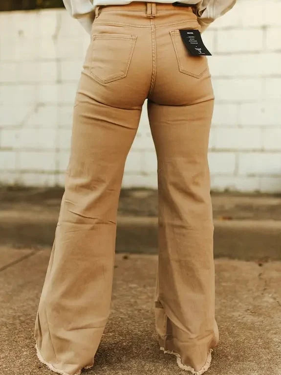 Nellie Camel Distressed Wide Leg | Jeans — view 3