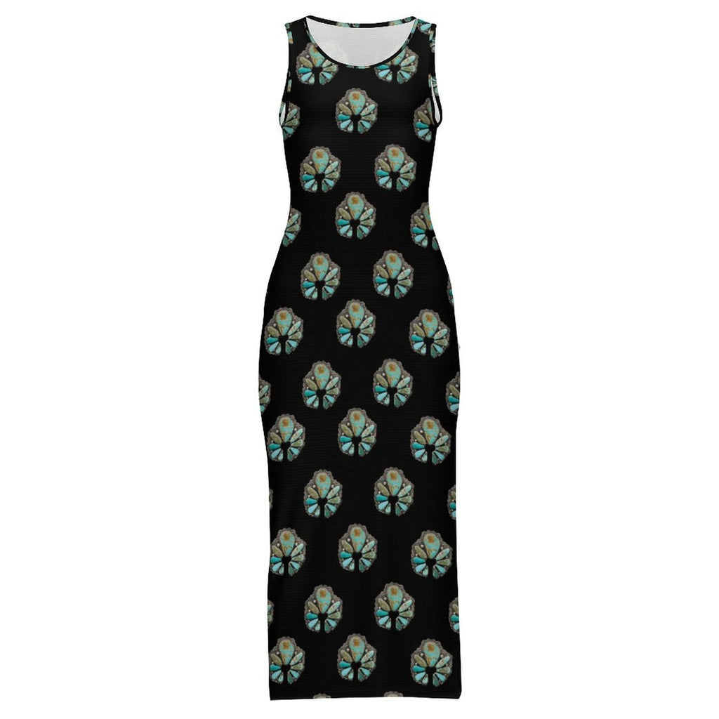 Baha Ranch Turquoise Naja Sleeveless Bodycon Side Slit Maxi Dress by Baha Ranch Western Wear - product image 8