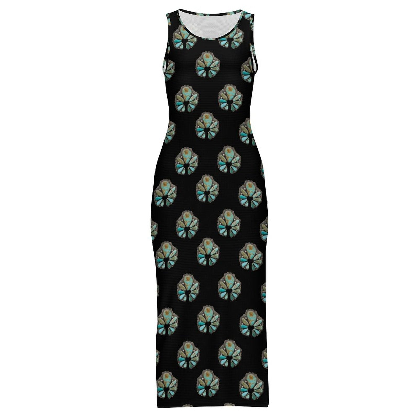 Baha Ranch Turquoise Naja Sleeveless Bodycon Side Slit Maxi Dress by Baha Ranch Western Wear - product image 8