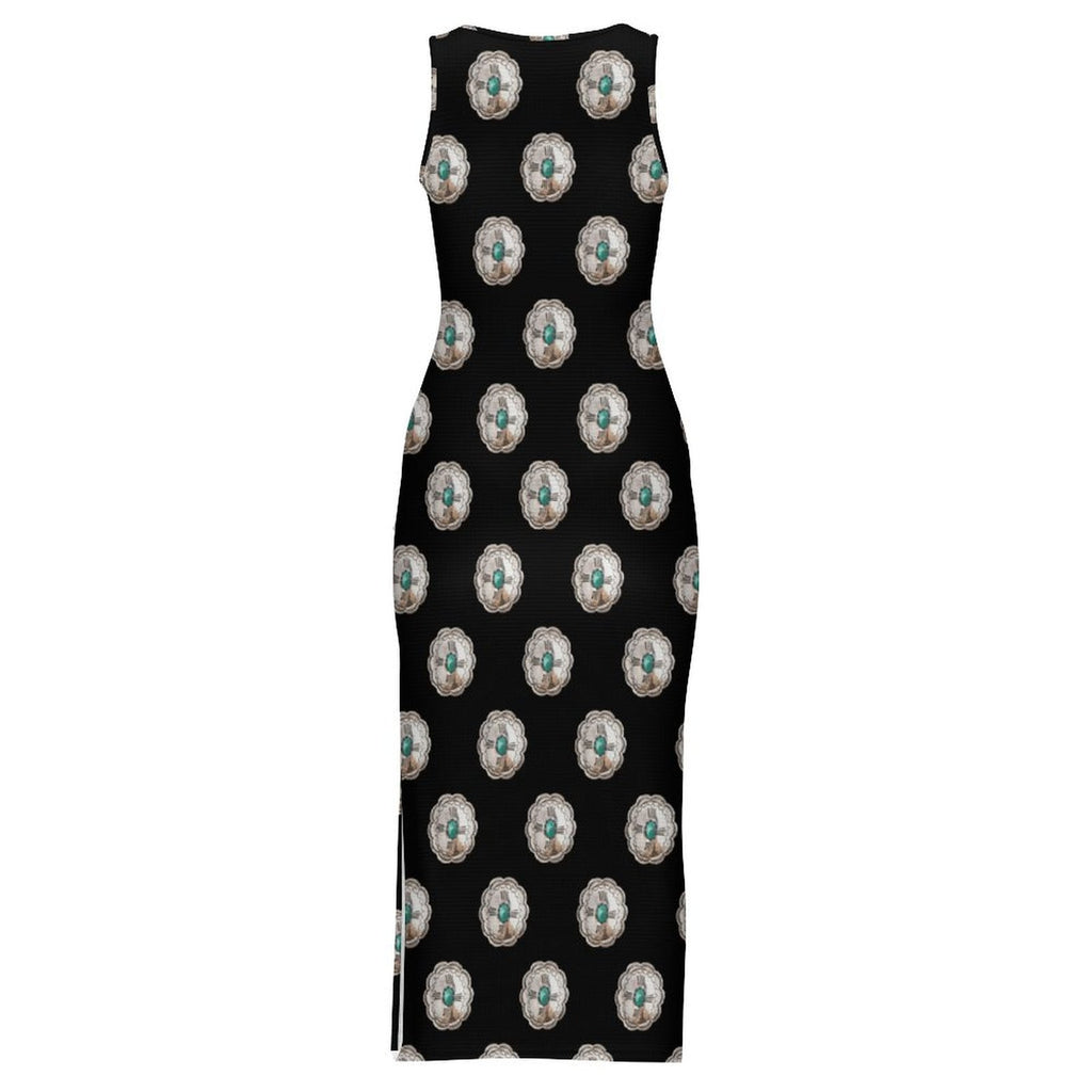 Baha Ranch Silver Concho Slit Maxi Dress by Baha Ranch Western Wear - product image 6