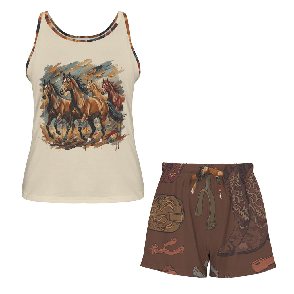 Baha Ranch Wild Horses Western Pajama Lounge Tank Shorts Set Made in America by Baha Ranch Western Wear - product image 5