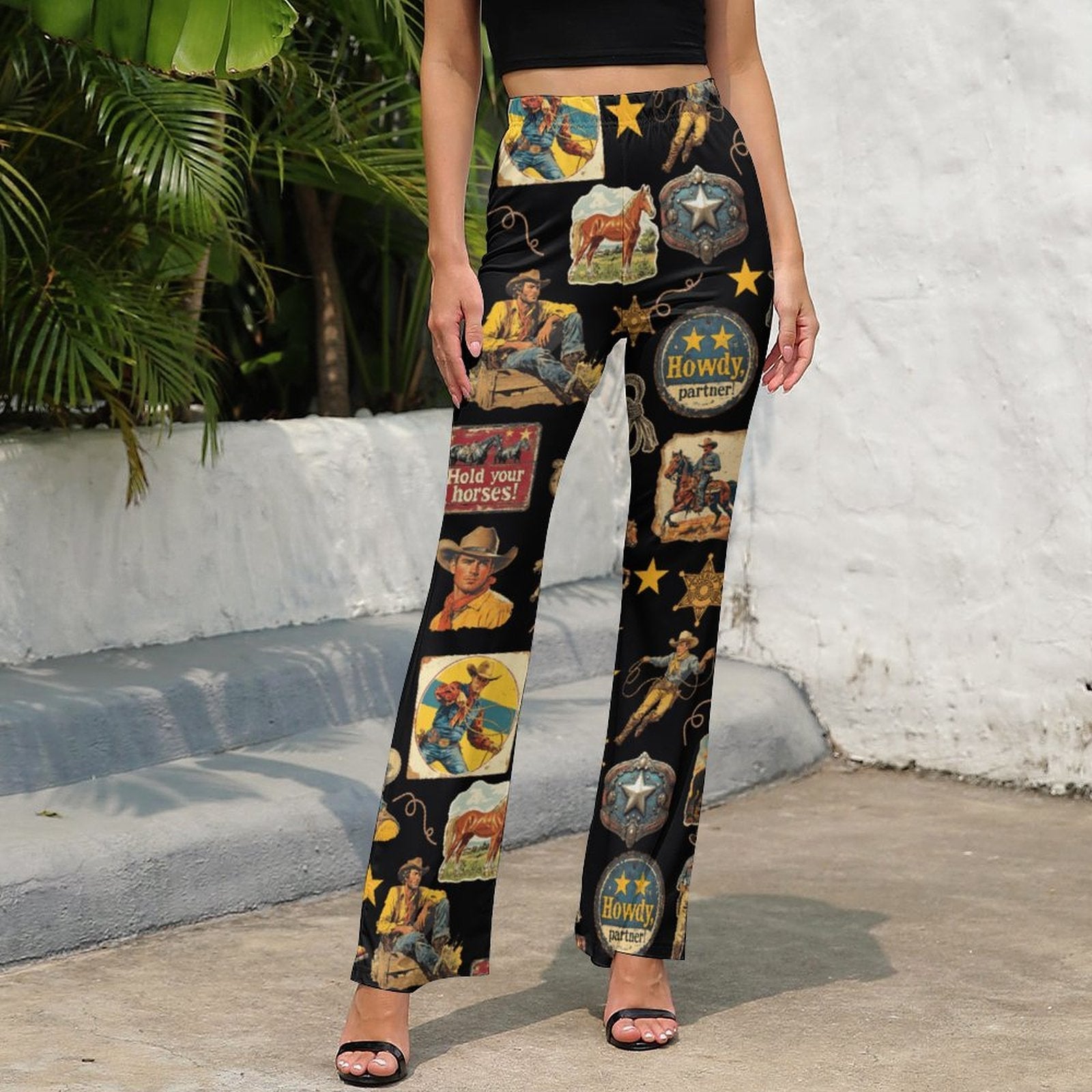 Baha Ranch Vintage Cowboy Collage Western Flare Pants by Baha Ranch Western Wear - product image 2