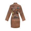 Baha Ranch Them Cowboys Western Women's Long Sleeve Belted Satin Feel Dressing Lounge Robe by Baha Ranch Western Wear