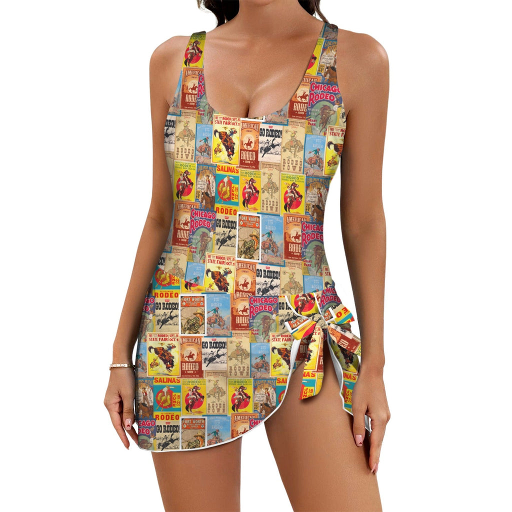 Baha Ranch Vintage Rodeo Poster Skirted Swimsuit by Baha Ranch Western Wear