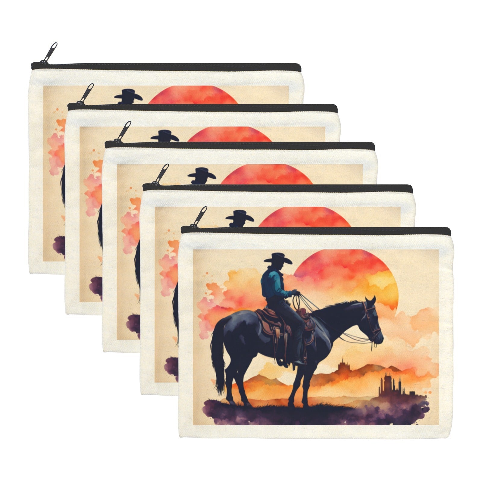 Baha Ranch Water Color Cowboy Cosmetic Bag Pack of 5 Made in America by Baha Ranch Western Wear - product image 2