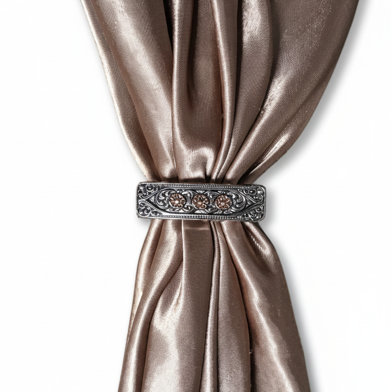 Antique Silver and Copper Flower Rectangle Concho #W268 — view 5