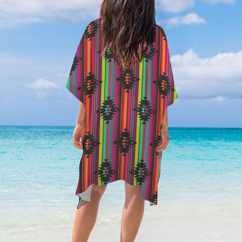 Baha Ranch Neon Aztec Duster Kimono Coverup Women's Long Cover Up by Baha Ranch Western Wear
