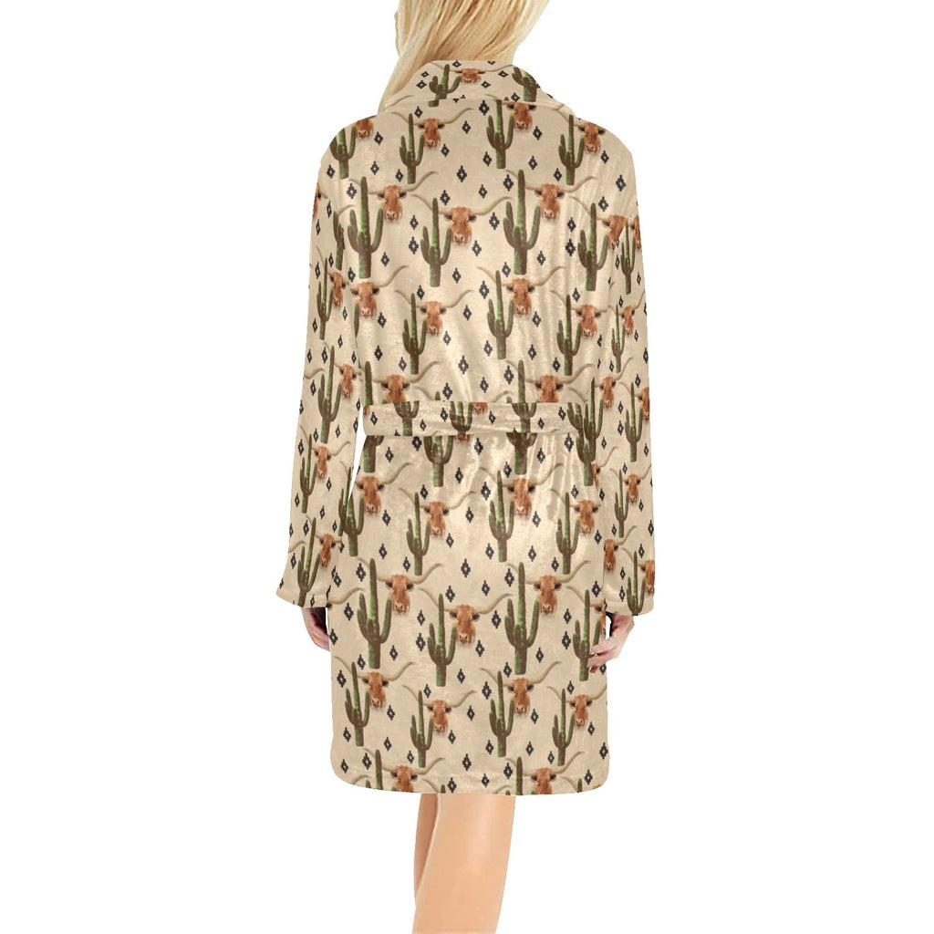 Baha Ranch Longhorn Cactus Women's Western Bath Robe by Baha Ranch Western Wear - product image 2