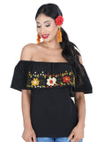 Artisanal Embroidered Blouse 50% Cotton, %50 Polyester Black 601429
