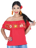 Artisanal Embroidered Blouse 50% Cotton, %50 Polyester Red 601430