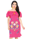 Artisanal Embroidered Dress 50% Cotton, 50% Polyester Fuchsia 601961