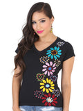 Artisanal Embroidered Sport T-Shirt 50% Cotton 50% Polyester Black 601986