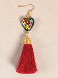 Artisanal Hand Painted Earrings Red 602162