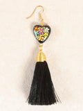 Artisanal Hand Painted Earrings Black 602165