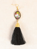 Artisanal Hand Painted Earrings Black 602168