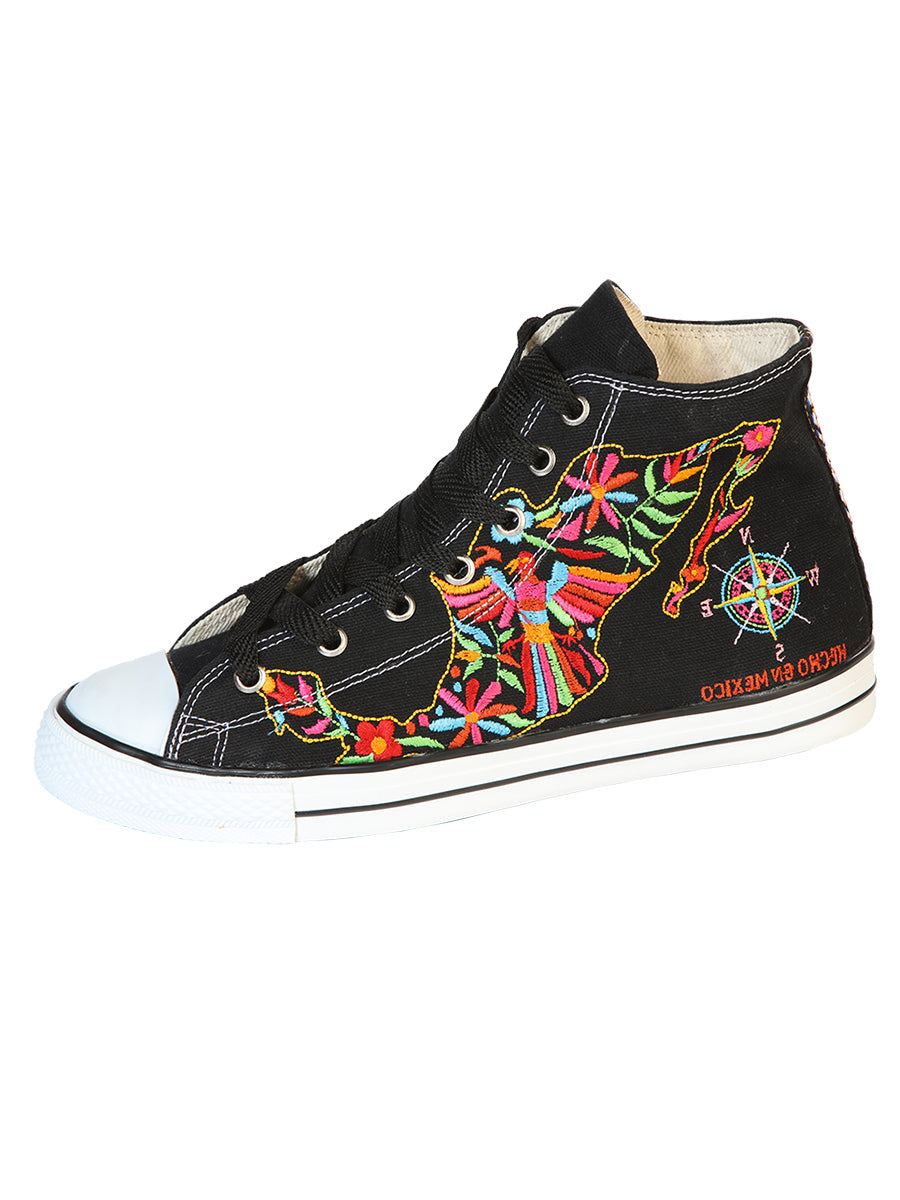 Artisanal Embroidered Sneakers Textile Canvas Black 602780 — view 2