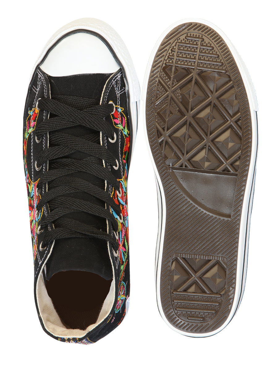 Artisanal Embroidered Sneakers Textile Canvas Black 602780 — view 3