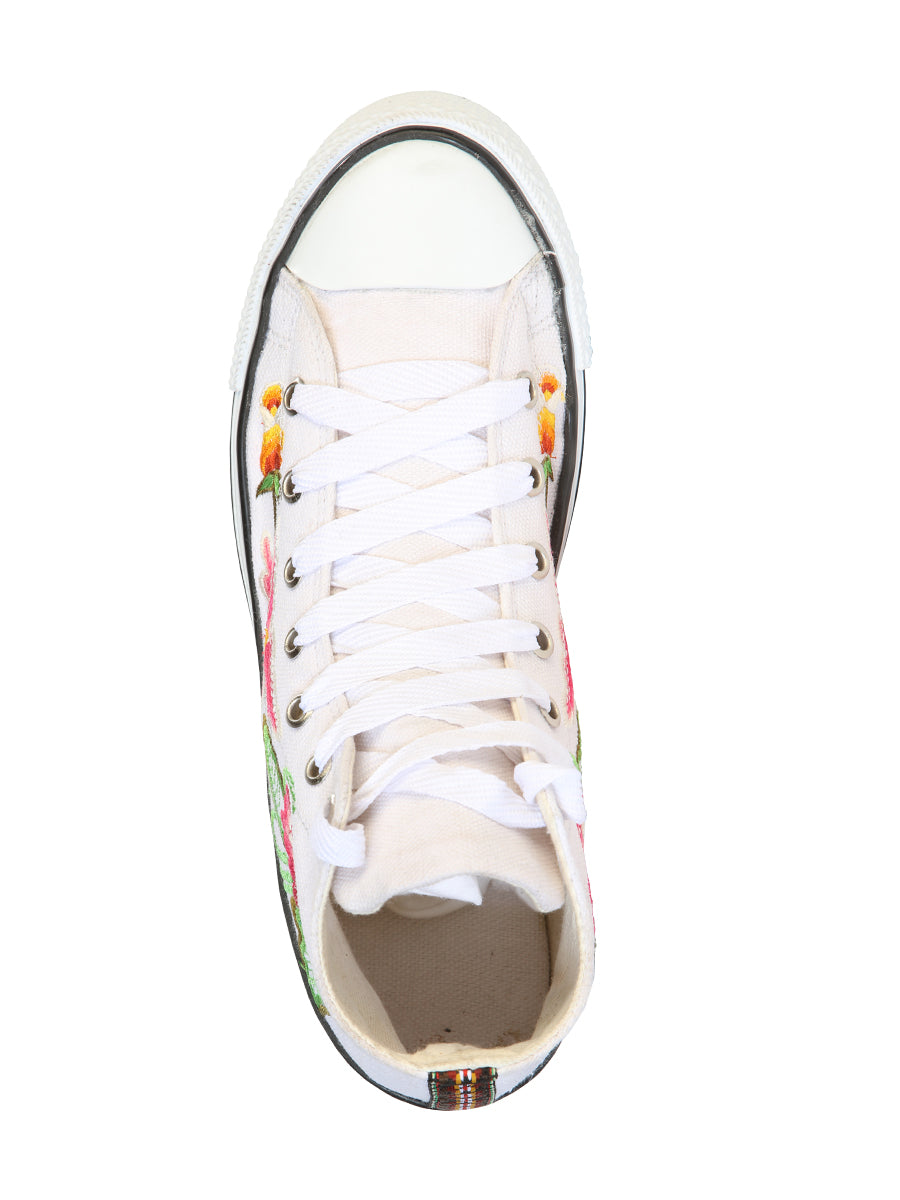 Artisanal Embroidered Sneakers Textile Canvas White 602781 — view 3