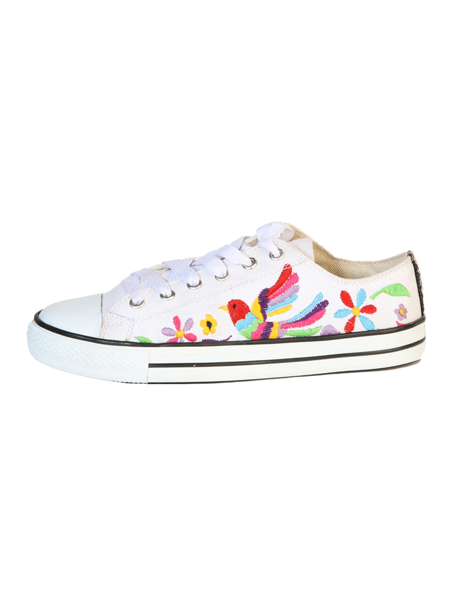 Artisanal Embroidered Sneakers Textile Canvas White 602782 — view 2
