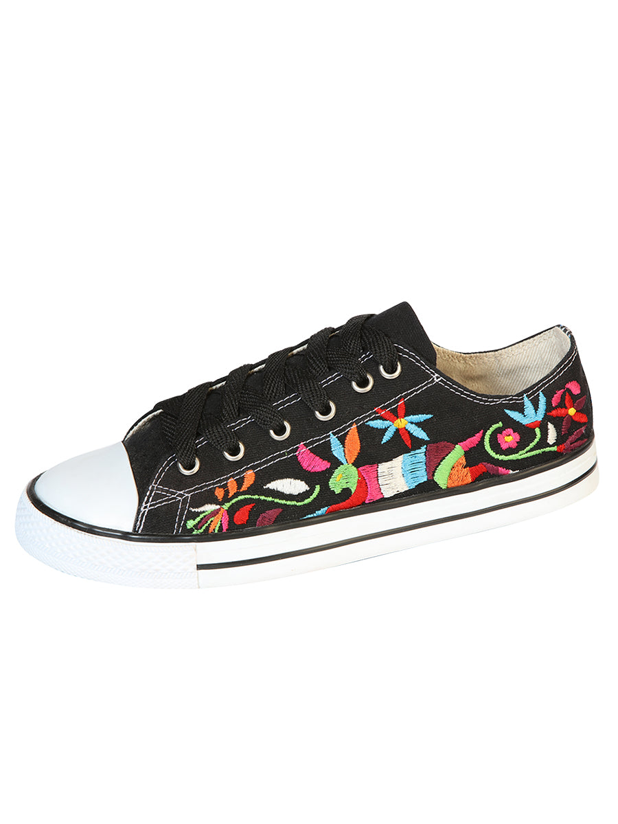 Artisanal Embroidered Sneakers Textile Canvas Black 602783 — view 3