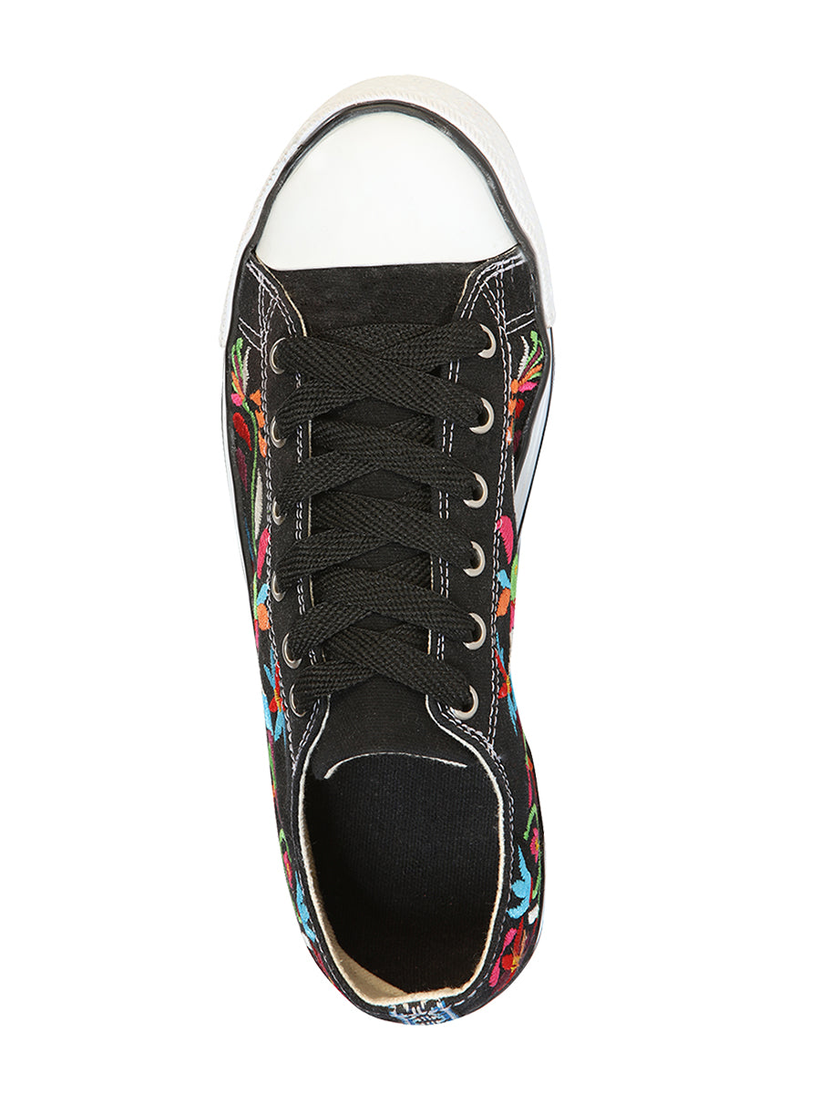 Artisanal Embroidered Sneakers Textile Canvas Black 602783 — view 4