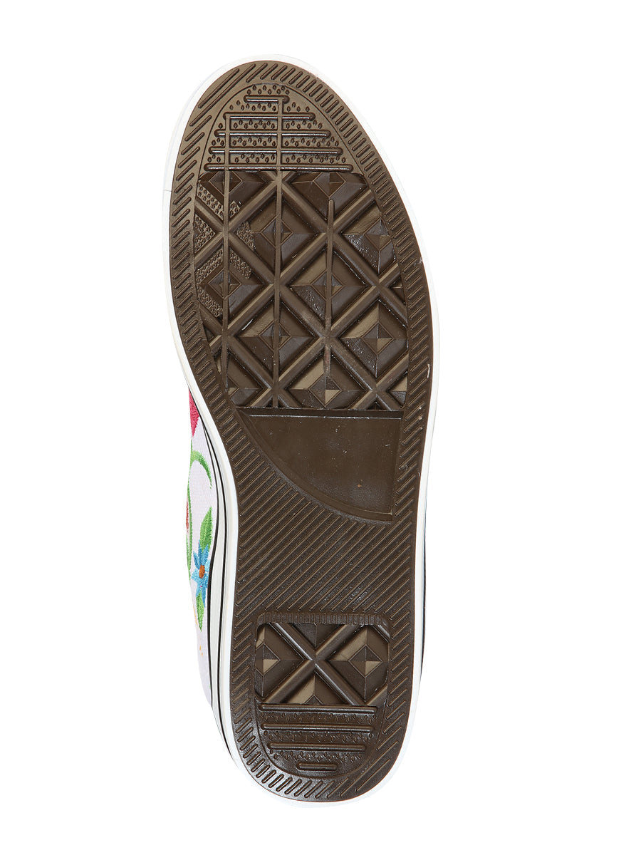 Artisanal Embroidered Sneakers Textile Canvas White 602787 — view 5