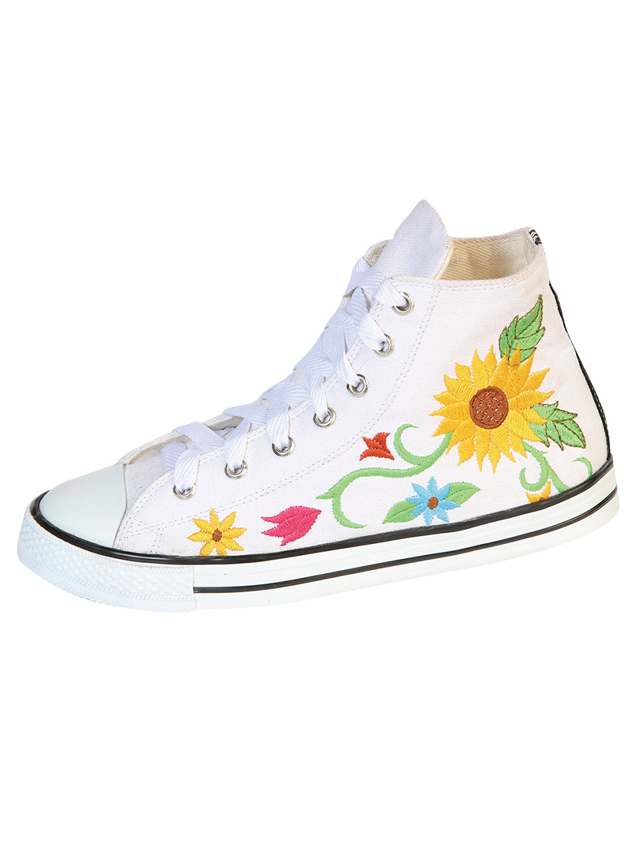 Artisanal Embroidered Sneakers Textile Canvas White 602787 — view 2