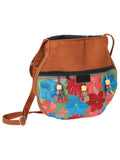 Artisanal Embroidered Handbag Suede Multicolor 602916