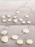 Artisanal Set Earrings-Necklace-Bracelet Onyx Stone Beige 603139