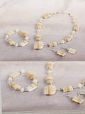Artisanal Set Earrings-Necklace-Bracelet Onyx Stone Natural/Caramel 603144