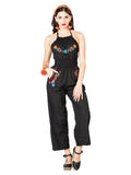 Artisanal Embroidered Jumpsuit 100% Cotton Black 603183