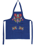 Mexican Artisanal Embroidered Apron 50% Cotton, %50 Polyester Royal Blue 603196