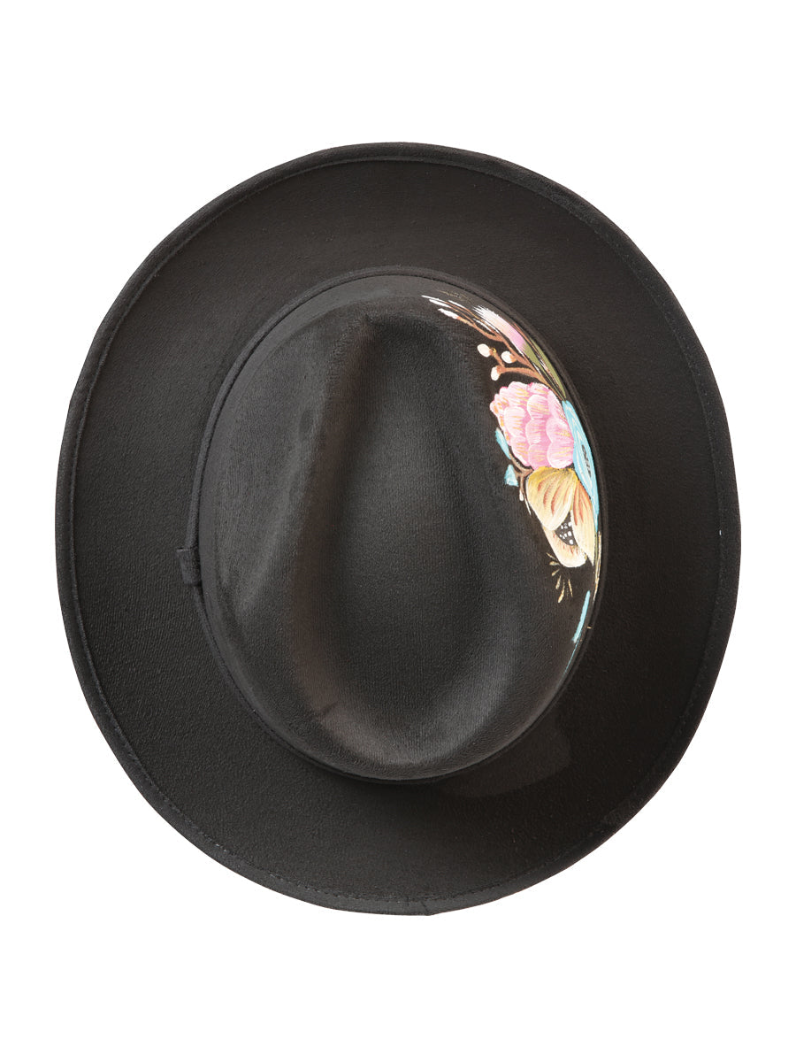 Artisanal Hand Painted Hat Suede Black 603820 — view 3