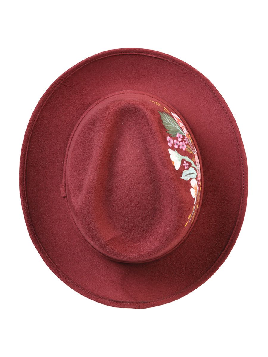 Artisanal Hand Painted Hat Suede Wine 603821 — view 5