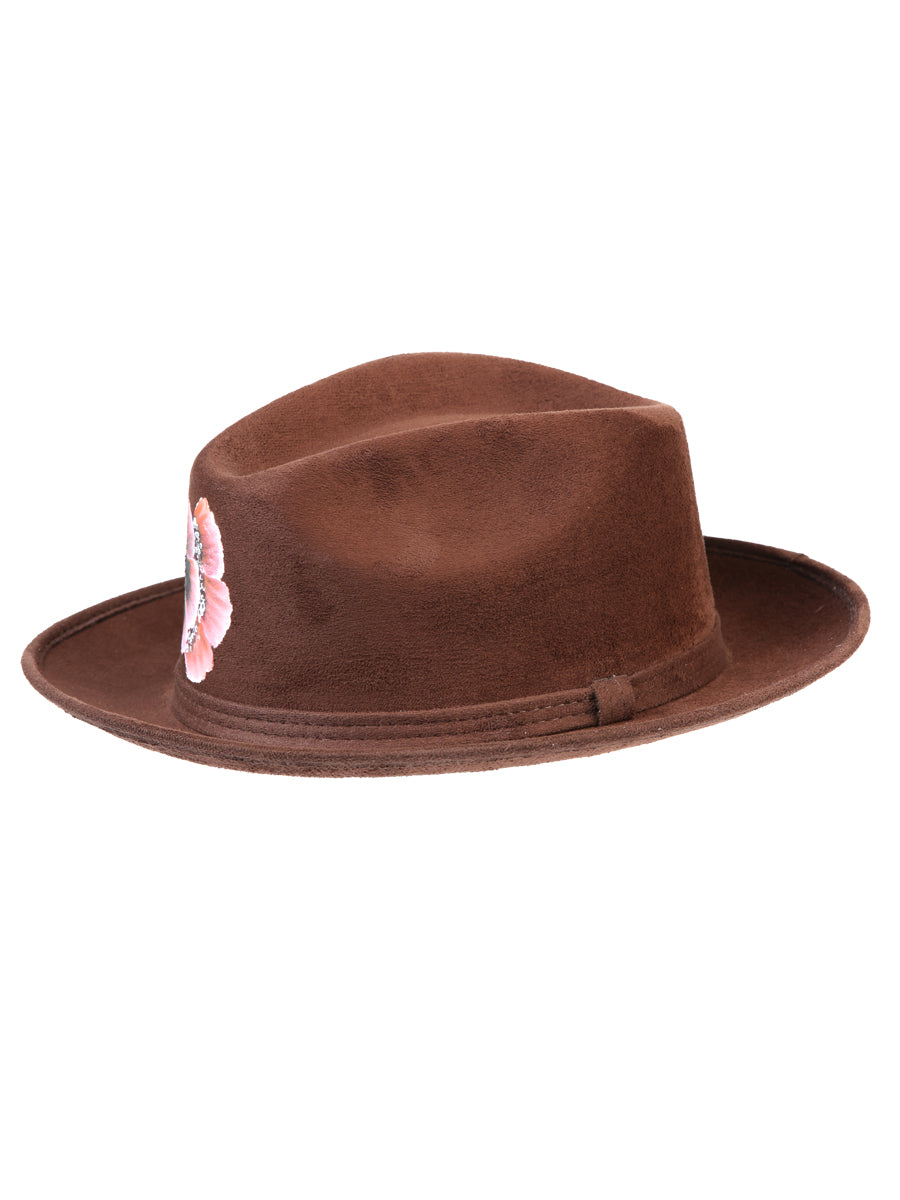 Artisanal Hand Painted Hat Suede Brown 603822 — view 2