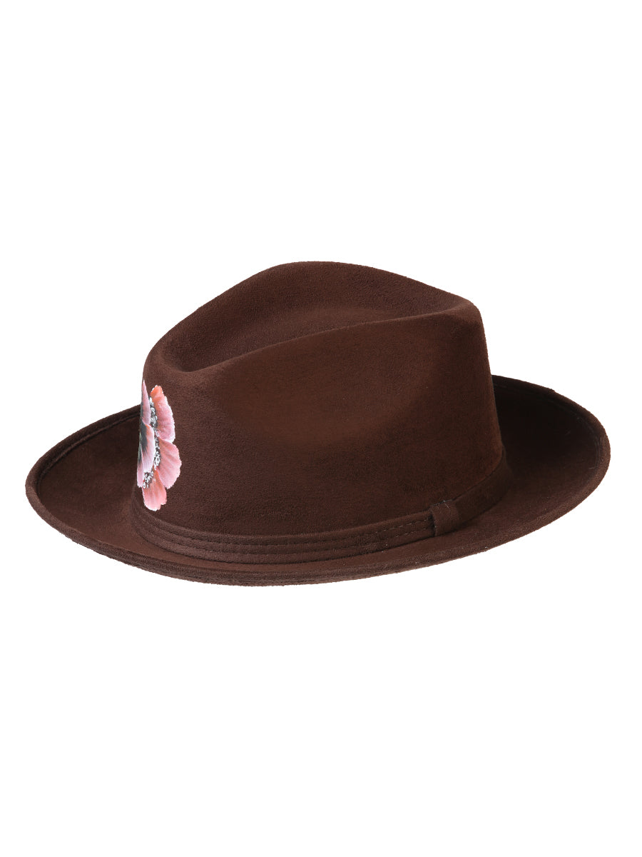 Artisanal Hand Painted Hat Suede Brown 603822 — view 4