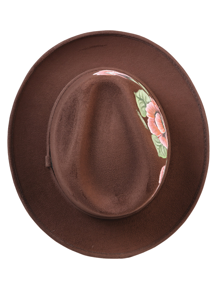 Artisanal Hand Painted Hat Suede Brown 603822 — view 5