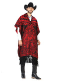 Artisanal Mexican Poncho 92% Acylic, 8% Polyester Black/Red 603836