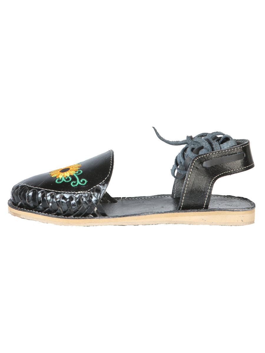 Mexican Artisanal Sandals Leather Black 603919 — view 2