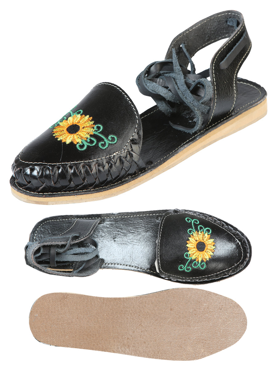 Mexican Artisanal Sandals Leather Black 603919 — view 4