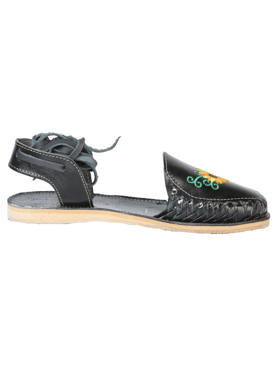 Mexican Artisanal Sandals Leather Black 603919 — view 6
