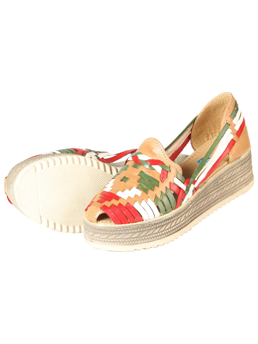 Mexican Artisanal Sandals Leather Tricolor 603942 — view 2